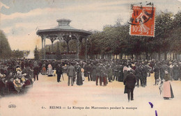 CPA FRANCE - 51 - REIMS - Le Kiosque Des Marronniers Pendant La Musique - Peuple - Colorisée - Reims