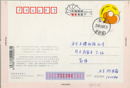 2008 CHINA , SOBRE ENTERO POSTAL CIRCULADO , AÑO NUEVO CHINO - Cartas & Documentos