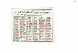 Petit Calendrier Publicitaire 1929  Merlaud Breton Berger Jouannet Cabinet Généalogique Du HAVRE - Petit Format : 1921-40