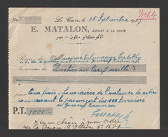 Egypt - 1937 - RARE - Receipt - E. MATALON, Avocat à La Cour - Briefe U. Dokumente