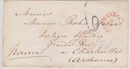 Entrée France Pays-Bas / 2 VALnes 2 Rouge Sur Lettre De Copenhague Pour Charleville 26 Juin 1856 - Marques D'entrées