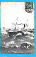 (RECTO / VERSO) BATEAU DE PECHE EN 1909 - N° 3567 - MER DEMONTEE AU LARGE - BEAU CACHET - CASSURE ANGLE BAS A DROITE  75 - Pêche