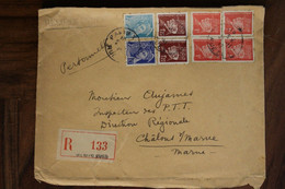 France 1942 Petain Recommandé Cover Registered WW2 WK2 PTT - WW II