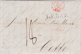 LAC De Hamburg (Allemagne) Pour Sète (34) - 19/04/1848 - CAD Type 15 + Marque Entrée Pays-Bas Valnes - TM 18 + LPB4R - Marques D'entrées