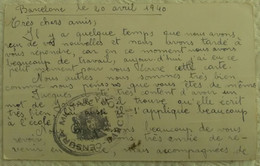 CARTE POSTALE GUERRE ESPAGNE Cachet Censure Censura Militar Barcelona 1940 - Nationalistische Zensur