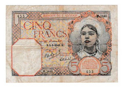 Algeria - 5 Francs 1941     +++++++ - Algerien