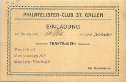 St. Gallen - Philatelisten Club - Einladung 1911 - SG St. Gall