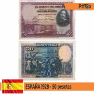 B0551# España 1928. 50 Pesetas - Tipo B (VF) P#75b - 50 Peseten
