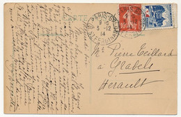 FRANCE - Vignette SSBM Paris Petit Palais S/CP Affr 10c Semeuse Obl Paris 62 - 1914 - Cartas & Documentos