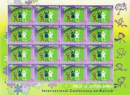 India 2003 INTERNATIONAL CONFERENCE ON AUTISM Complete Sheetlet MNH As Per Scan Ex Rare - Autres & Non Classés