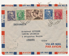 FRANCE - Env. Affr Composé Depuis Paris VIII Rue De La Boétie, Pour Athènes, 1952 - Puce 2 - Covers & Documents
