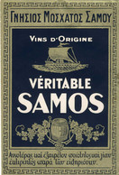 Etiquette VINS D'ORIGINE VÉRITABLE SAMOS GRÈCE// Dorée. NEUVE RARISSIME Années 1930 - Barcos De Vela & Veleros