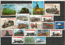 TRAINS / CHEMIN DE FER.  Beau Lot De 20 Timbres Differents,grands Formats, Oblitérés, 1 ère Qualité. Lot # 1.Pays Divers - Vrac (max 999 Timbres)