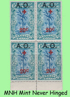 1918 ** RUANDA-URUNDI = RU 038 MNH NSG / RED CROSS + A.O.OVERPRINT ( BLOCK X 4 STAMPS WITH ORIGINAL GUM + PAGE BORDER) - Ongebruikt