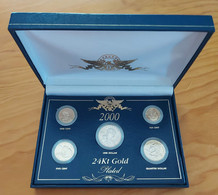 USA 2000 - 5 Pieces 24Kt Gold Plated Coin Set In Box - Collezioni