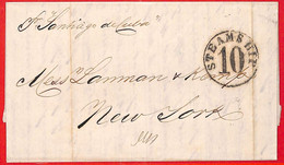 Aa2627 -  CUBA - POSTAL HISTORY - Prephilatelic Cover From  SANTIAGO To New York  - SEA MAIL 1861 - Prephilately