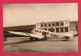 BELLE PHOTO REPRODUCTION AVION PLANE FLUGZEUG - JUNKER D 1062 DEUTCHE LUFT HANSA AIRPORT - Aviación