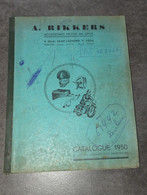 ANCIEN CATALOGUE ACCESSOIRES MOTOS EN GROS A. RIKKERS LIEGE, MOTOCYCLETTES, 1950 - Moto