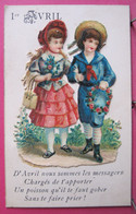 Carte 1er Avril -  Enfants Avec Bouquet Et Couronne De Fleurs - R/verso - Ragazzi