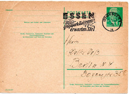 55163 - DDR - 1957 - 10Pfg Pieck GAAntwortKte (Antwortteil) ESSEN - GRUGAPARK ... -> DDR, Etw Buegig - Covers & Documents