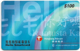 Hong Kong - HKT-C&W (Chip) - Hello Smartcard $100 Blue, Chip Siemens S37, Exp. 31.08.1999, Cn. SCAA, 100HK$, Used - Hongkong