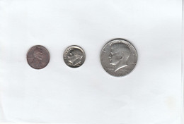 Lotto Di 3 Monete -  Half Dollar 1964- One Dine 1984- One Cent 1950 - Autres – Amérique