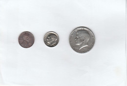 Lotto Di 3 Monete -  Half Dollar 1964- One Dine 1984- One Cent 1950 - Other - America