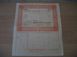 Actions - Société Hôtelière De L'Aube à Troyes (10) - 20/04/1948 - Certificat Nominatif M. Chalon Chailly-sur-Armançon - Tourismus