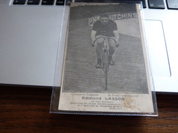 Carte Photo Edmond Lasson Cyclisme Liège Champion De Fond Recordman Au Vélodrome De Charleroi Pneu Hutchinson - Charleroi