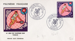 French Polynesia 1971, Sport, Tennis, 1val FDC - Brieven En Documenten