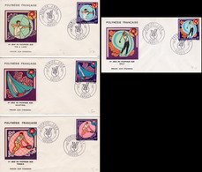 French Polynesia 1971, Sport, Tennis, Golf, Archery, Shipping, 4FDC - Lettres & Documents