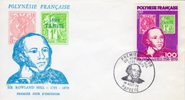 French Polynesia 1979, Roland Hill, Stamp On Stamp, 1val FDC - Cartas & Documentos