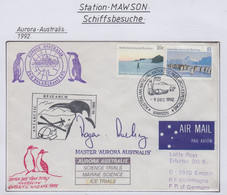 AAT Cover Ship Visit Aurora Australis Ca Mawson 9 DEC 1992 (ND164B) - Maximumkarten