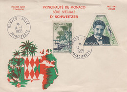 Enveloppe  FDC  1er  Jour    MONACO    Docteur   Albert   SCHWEITZER    1955 - Albert Schweitzer