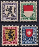 MiNr. 209 - 212 Schweiz1924, 1. Dez. „Pro Juventute“: Wappen (VII) - Postfrisch/**/MNH - Ungebraucht