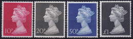 MiNr. 510, 549-551 Großbritannien 1969/70 Freimarken: Königin Elizabeth II., Typ Machin, Großformat - Postfrisch/**/MNH - Unused Stamps
