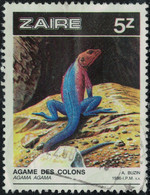 Zaïre 1987 Oblitéré Used Reptile Saurien Agama Agama Agame Des Colons Y&T CD 1239 SU - Usati