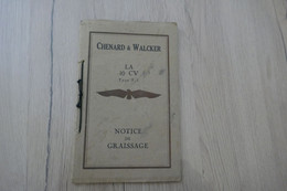 Notice De Graissage De 10 CV Type F 1  Chez Chenard Et Walcker 13 P - KFZ