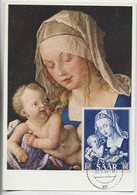 SAAR 15FR BLEU KARTE MAXIMUM ALBRECHT DURER SARREBRUCKEN 23.9.1954 - Cartoline Maximum