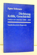 Dichtung, Kritik, Geschichte. Essays Zur Literatur 1900 - 1930. - Sonstige & Ohne Zuordnung