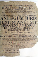 An Legum Juris Justinianei Sit Frequens And Exiguus Usus Practicus In Foris Germaniae. - Rechten