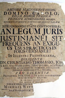 An Legum Juris Justinianei Sit Frequens And Exiguus Usus Practicus In Foris Germaniae. - Law