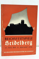 Reichsfestspiele Heidelberg 17.Juli Bis 21.August 1938. - Theater & Dans