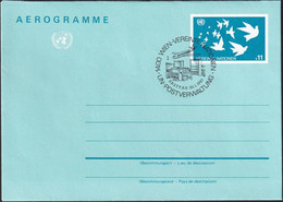 UNO WIEN 1987 Mi-Nr. LF 3 Ganzsache Luftpostfaltbrief Gestempelt EST - Lettres & Documents