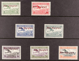 1929 AIR Kingdom Of Albania Red Brown Overprinted Set, Fine Mint, Expertised. Cat. â‚¬1800. (7 Stamps) - Albanie