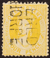 QUEENSLAND 1868-78 4d Yellow, Perf 13, SG 89, With Two Line Registered Town Cancel. - Sonstige & Ohne Zuordnung