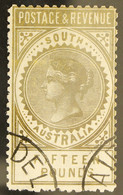 SOUTH AUSTRALIA 1886 Â£15 Silver 'Postage & Revenue' Perf 11Â½-12Â½, SG 207a, Very Fine Adelaide C.t.o. Cancellations An - Sonstige & Ohne Zuordnung