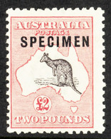 1915-28 Â£2 Kangaroo, SG 45, Overprinted 'SPECIMEN', Fine Mint, Centered To Lower Left. - Sonstige & Ohne Zuordnung