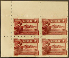 1927 1Â½d Opening Of Parliament, SG 105, Plate 12 Upper Left Corner Block Of Four, Fine Mint. Cat. $750. - Sonstige & Ohne Zuordnung