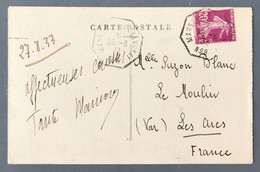 France N°190 Sur CPA TAD MARSEILLE A SHANGHAI 28.8.1933 - Paquebot CHENONCEAUX - (W1037) - Posta Marittima